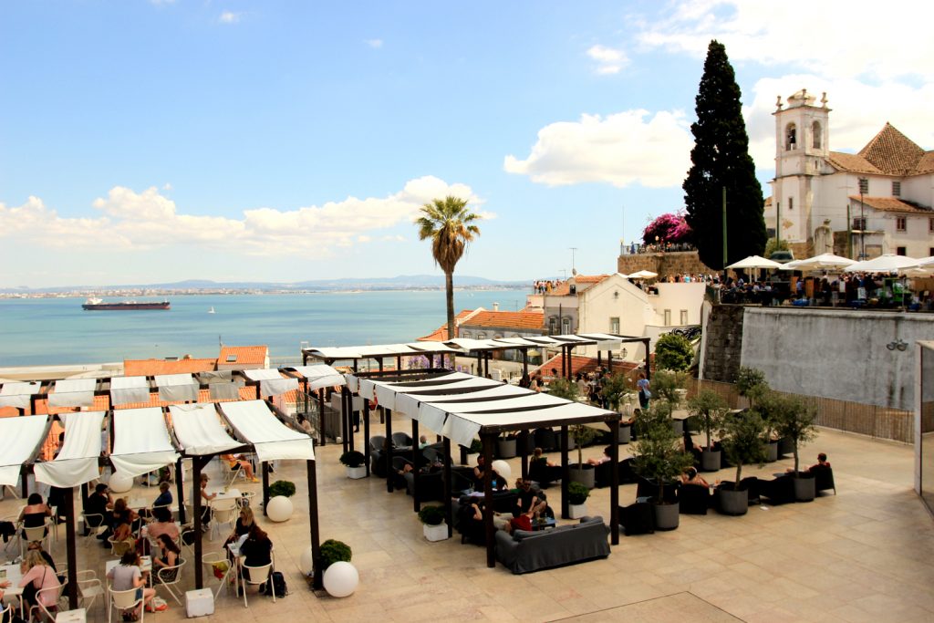 Alfama esplanada with view on the Tejo Lisbon