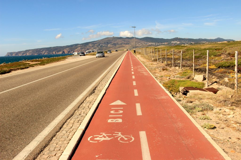 Cycling path with view Cabo da Roca and sintra