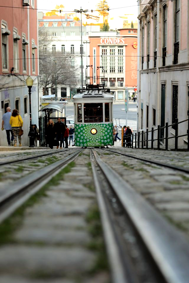 Funicular Gloria with green graffitis