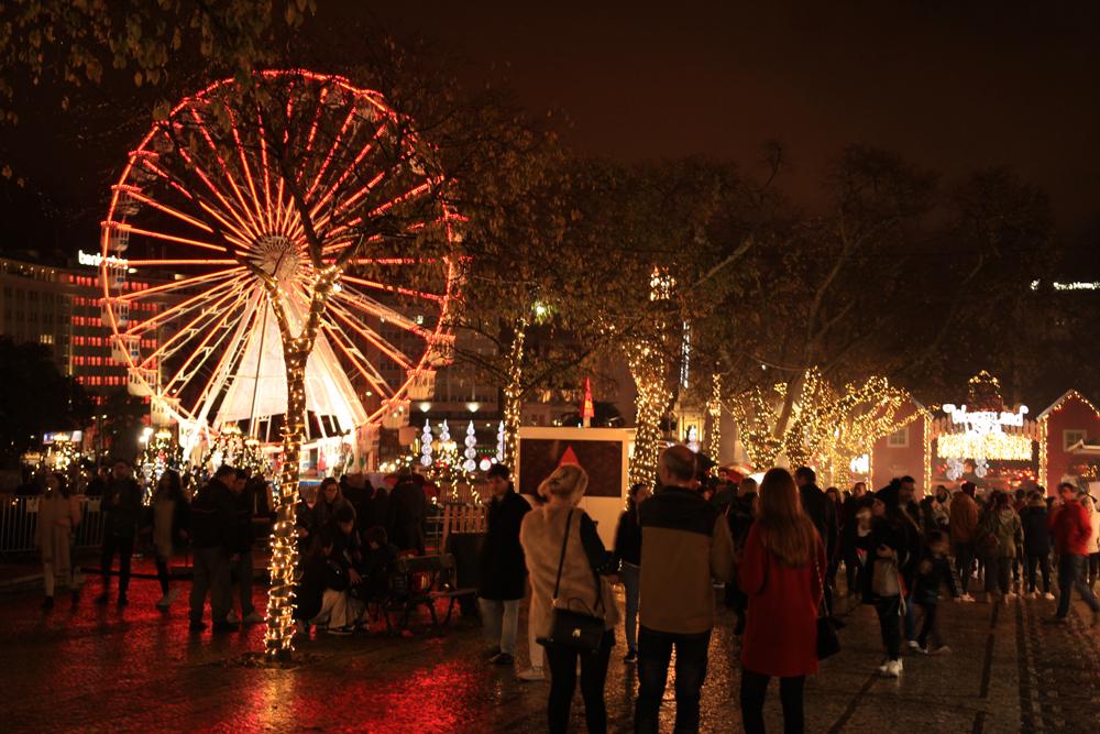 Night market christmas with big wheel