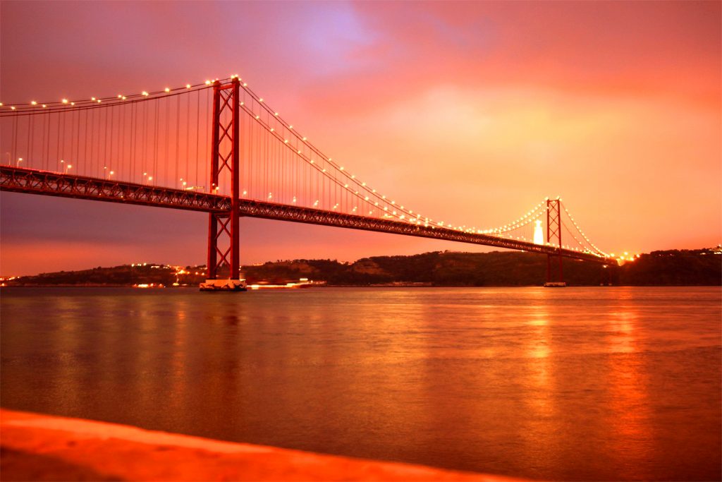 night bridge on tejo Lisbon