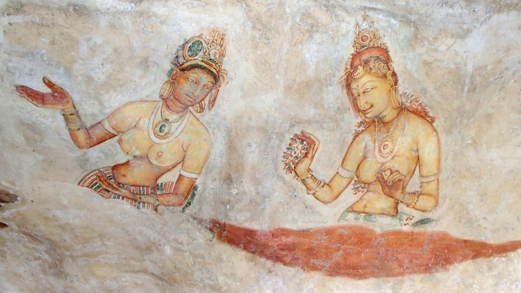 Drawing painting in Sigiriya in Sri Kanka