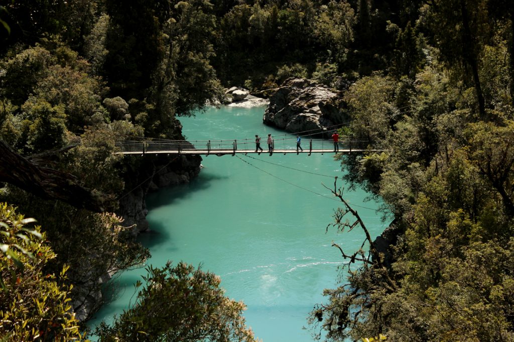 Lake Rototi bridge Turquoise water in forest