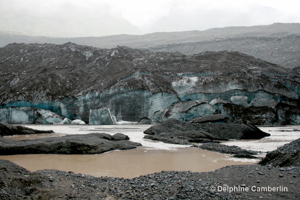 Ashes on Vatnajokull Glacier