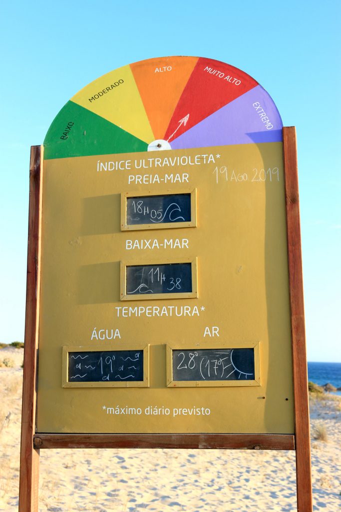 Beach weather indication ultravioleta temperature Portugal