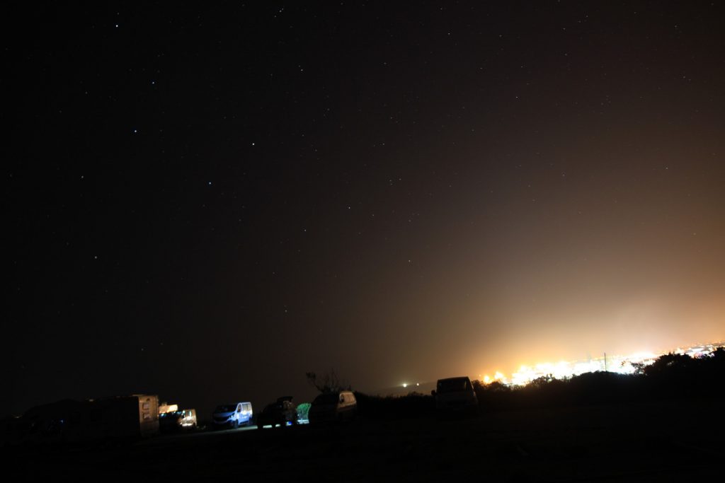 Night shoot Portugal with light on cars and sky